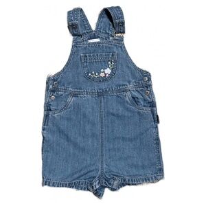 Vintage Carters Baby Girl Blue Jean Short Overalls